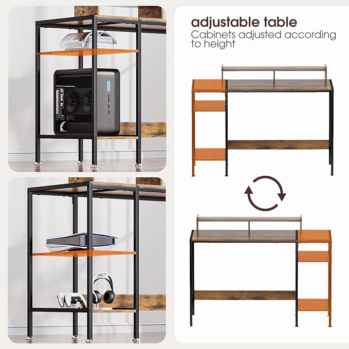 Computer Desk Gaming Desk with Monitor Stand, Home Office Desk Suitable - Image 4