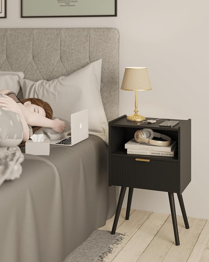 Black Nightstand, Modern Bedside Table - Image 3