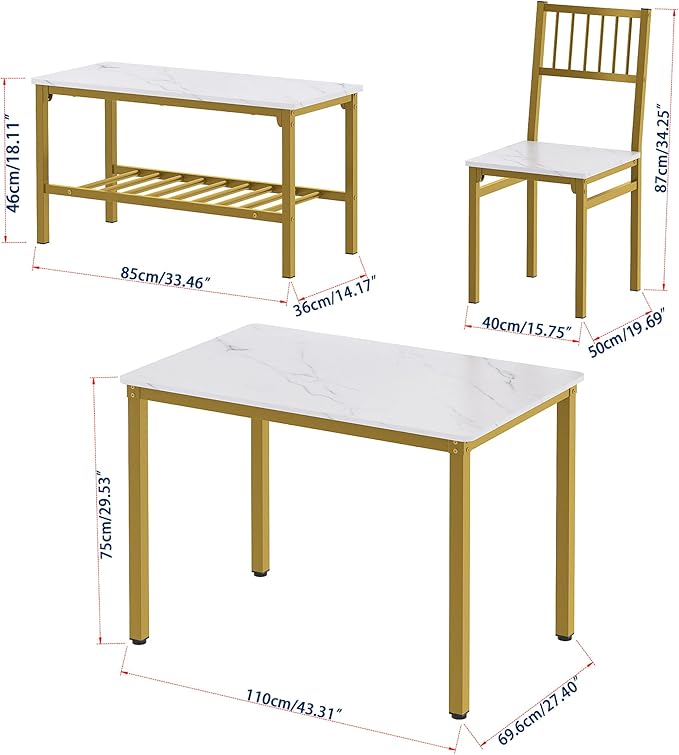 Teraves Dining Table Set for 4/Computer Desk, Kitchen Table - Image 8
