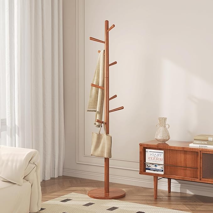 Uniclinens Coat Rack Freestanding Solid Wood Coat Tree Standing - Image 7
