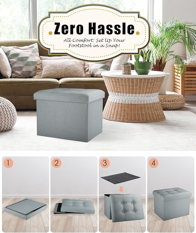 Ottoman Storage Ottoman Foot Rest Stool Foldable Bench - Image 5