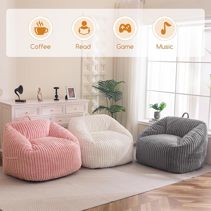 BYBYME Giant Bean Bag Chair for Adults and Kids, Large Comfy Cozy Beanbag - Image 8