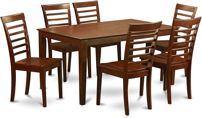 East West Furniture CAML7-MAH-W 7 Piece Dining Table Set Consist of a Rectangle by EastWestFurniture