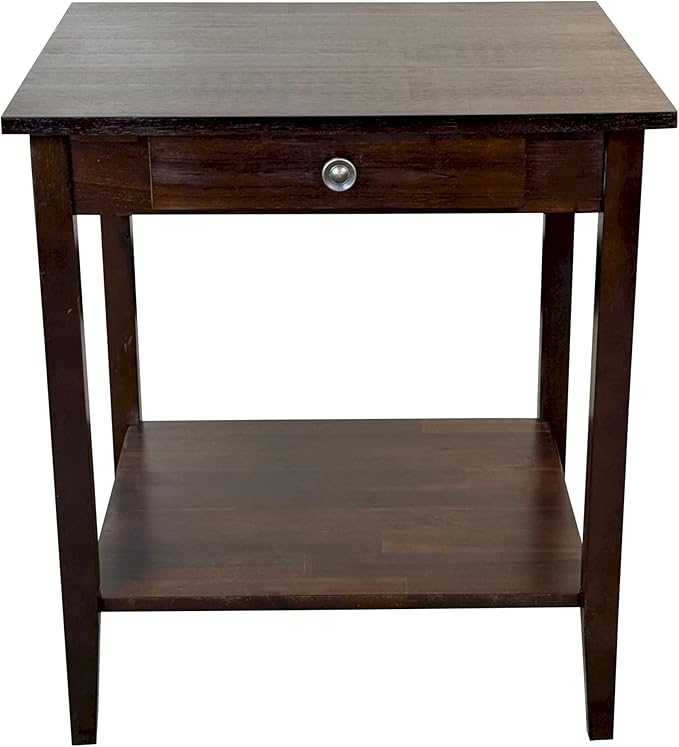 2-Tier Solid Acacia End Table w/Drawer - Image 4