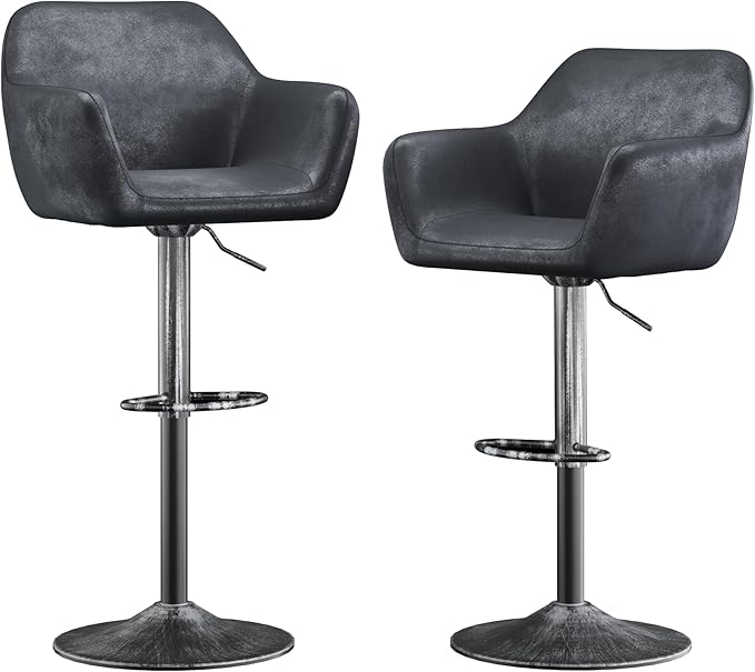 Keyluv Bar Stools Set of 2 for Kitchen Counter Adjustable Height Swivel - Image 7
