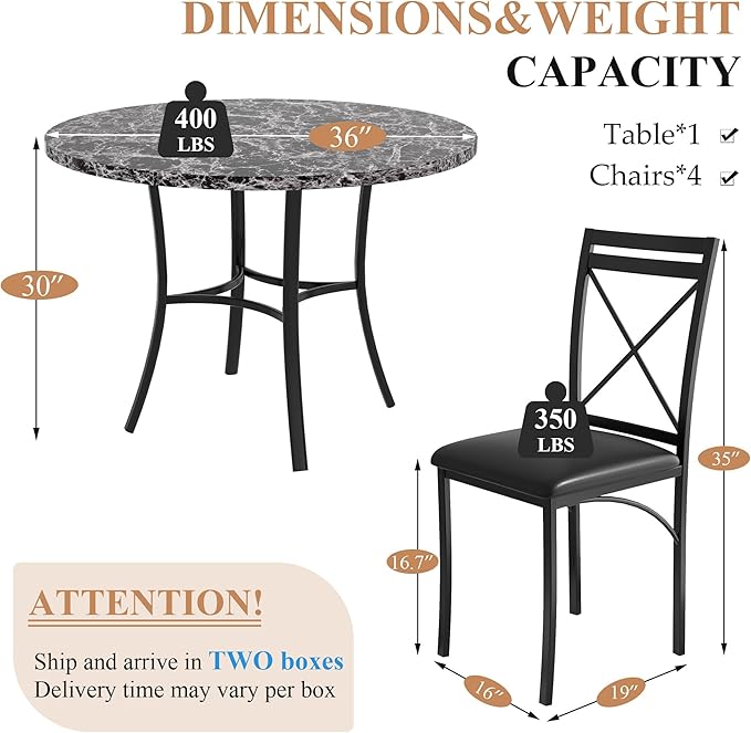 VECELO 5 Piece Dining Table Set - Image 6