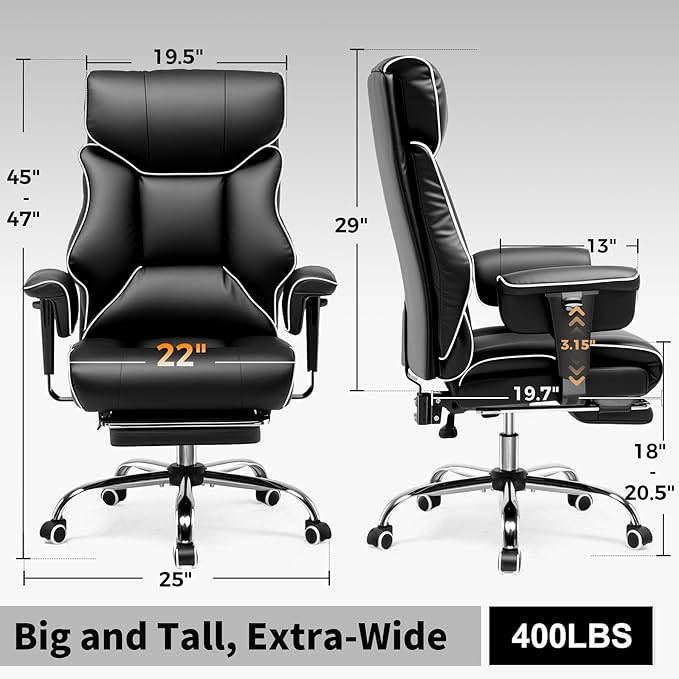 COMHOMA Big and Tall Office Chair 400lbs High Back Gaming Chair - Image 2