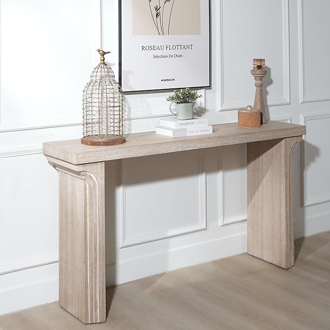 KEIKI Wood Entryway Console Table Behind Couch & Sofa, Modern Minimalist Style - Image 3