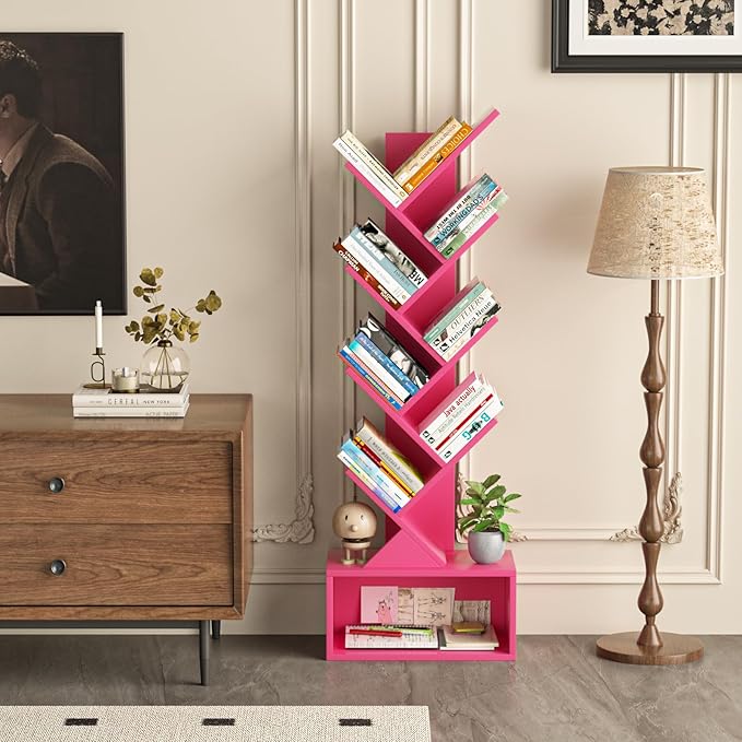 9 Tier Tree Bookshelf, Christmas Green Bookcase - Image 2