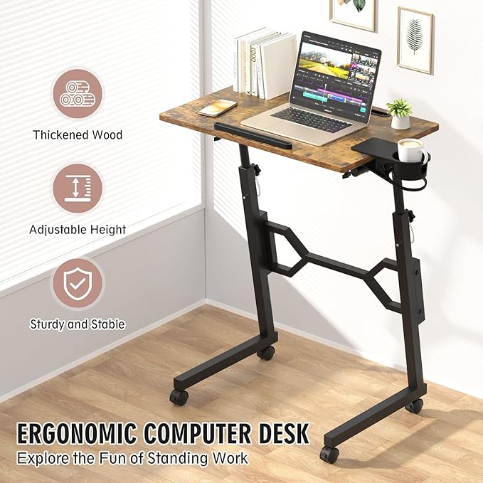Small Standing Desk with Wheels, Portable Treadmill Desk, Rolling Desk - Image 9