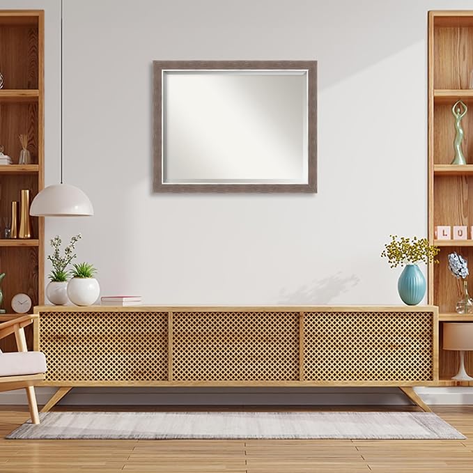 Amanti Art Brown Wall Mirror 26x32 Noble Mocha Rectangle Bathroom Mirror - Image 5