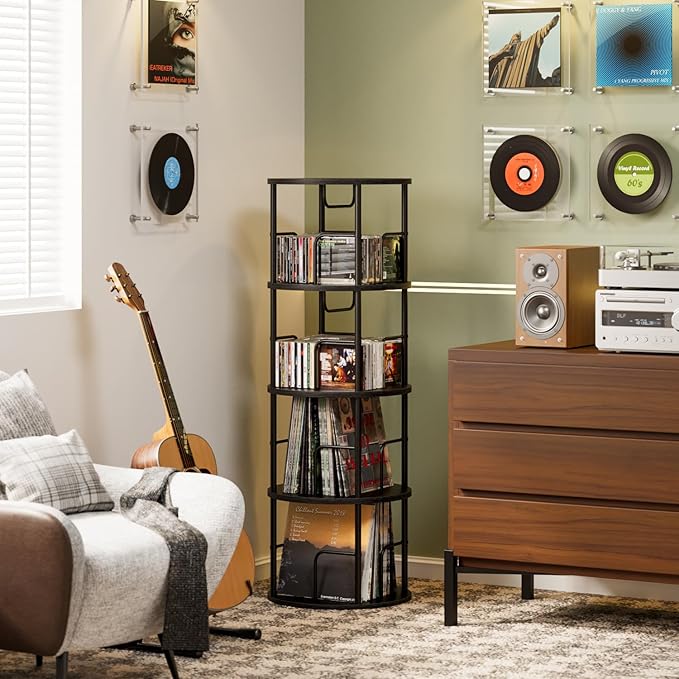 4 Tier Rotating Bookshelf, 360 Display Spinning Corner Bookshelf, Space-Saving - Image 2