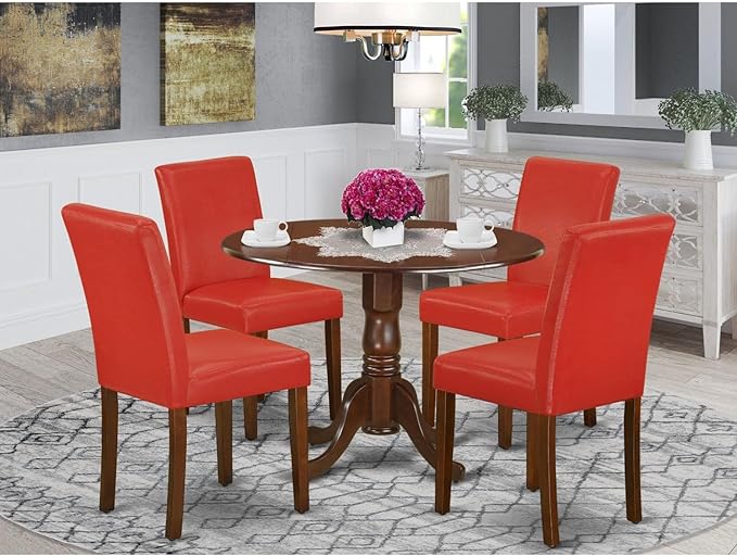 East West Furniture DLAB5-MAH-72 5 Piece Dinette Set - Image 7