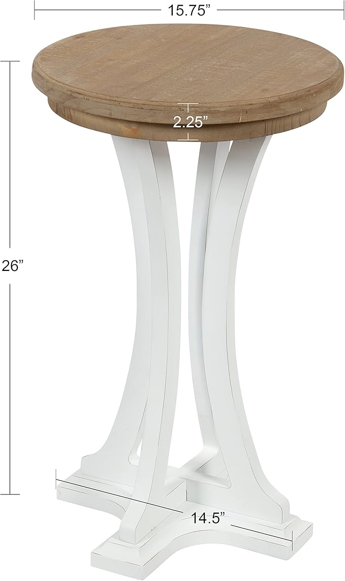 Kate and Laurel Linsley Farmhouse Side Table, 16 Inch Diameter, Rustic Brown - Image 3