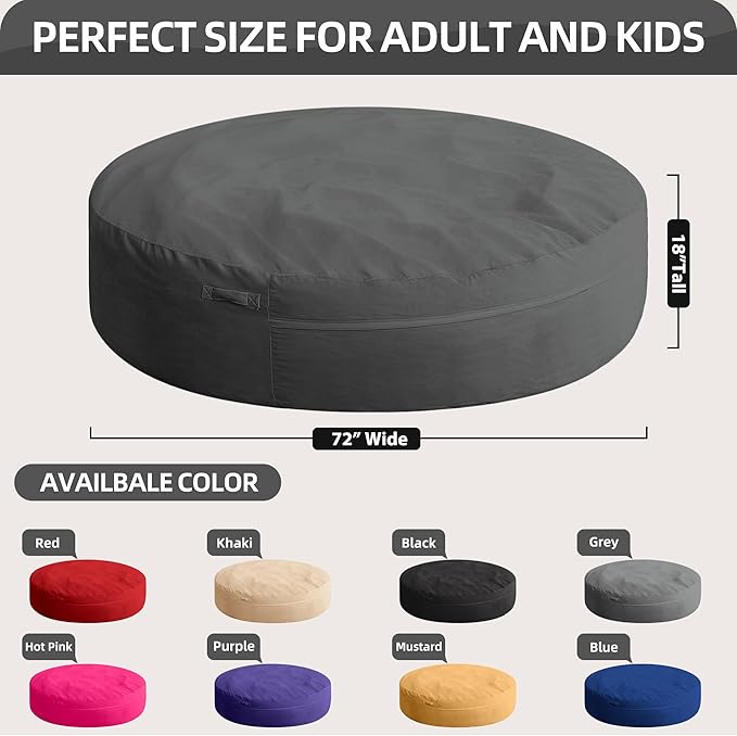 HABUTWAY XX-Large Bean Bag Chair: Giant 7' Memory Foam Furniture Bean Bag Chairs - Image 3