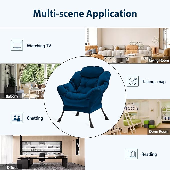 Lazy Chair Thick Padded, Comfy Velvet Accent Lounge Chair - Image 8