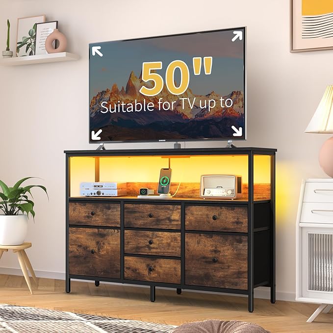 Yoobure LED TV Stand for Bedroom, 50 Inch Kids Dresser - Image 7