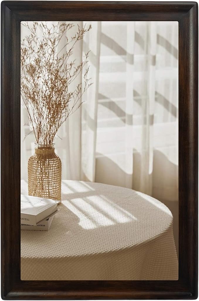 CULER Rustic Wood Wall Mirror for Bathroom, Rectangle 24 x 36 inch Hanging - Image 2