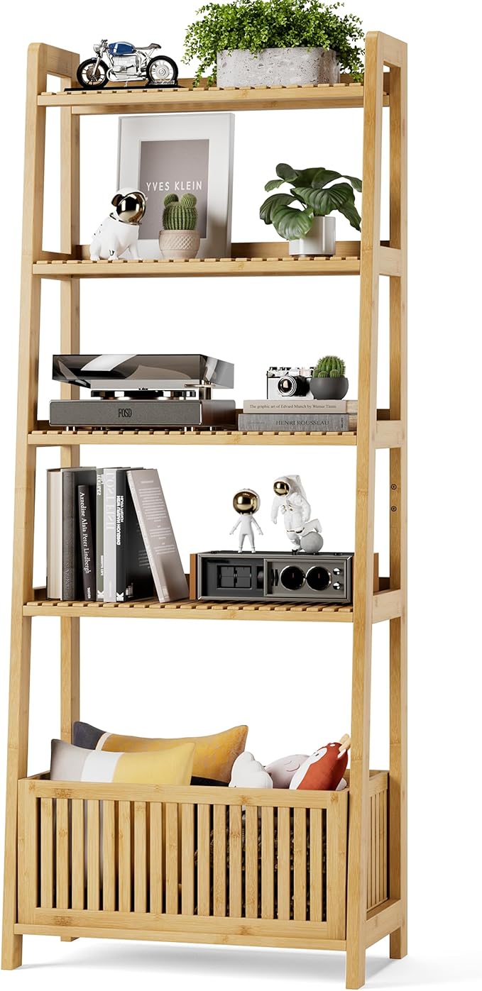 Bamjoy Bamboo Ladder Shelf, Bookshelf - Image 8