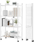 ALANNG Storage Shelves with Wheels, Bookshelf with Storage, No Assembly Metal by ALANNG