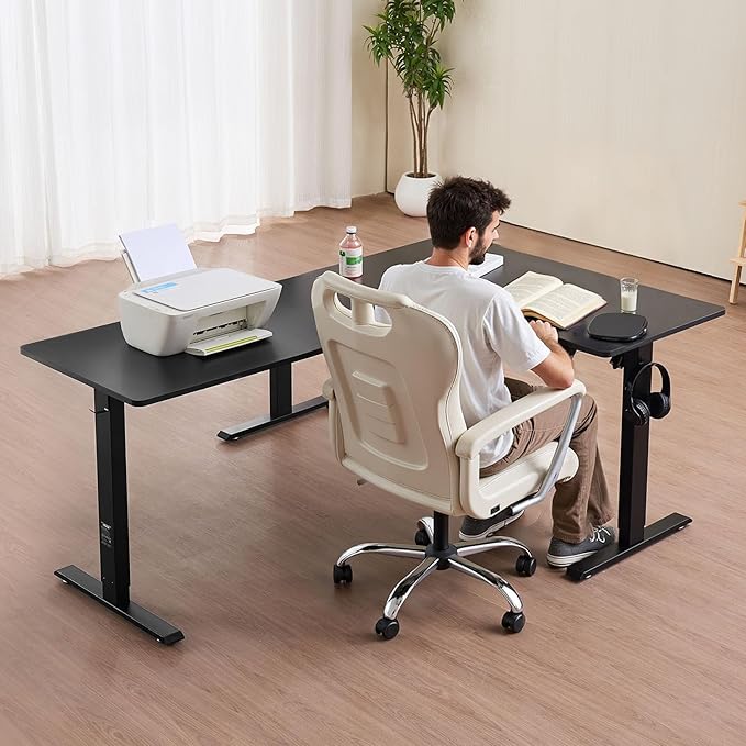VEVOR L Shaped Standing Desk 71 x 47 inch, 3 Memory Height Adjustable, Electric - Image 2