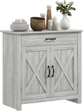 HOMCOM Farmhouse Sideboard Buffet Cabinet, Barn Door Coffee Bar Cabinet by HOMCOM