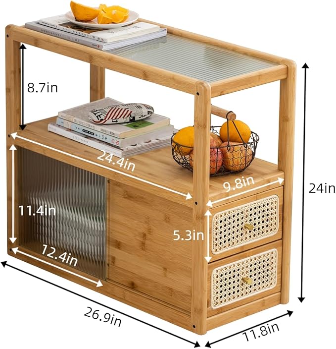 Bamboo & Rattan Side Table - Image 3