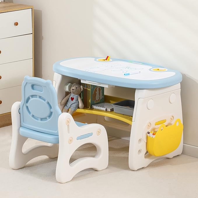 Kids Table and Chair Set The Table Can Be Graffiti and The Height Can Be Raised - Image 6