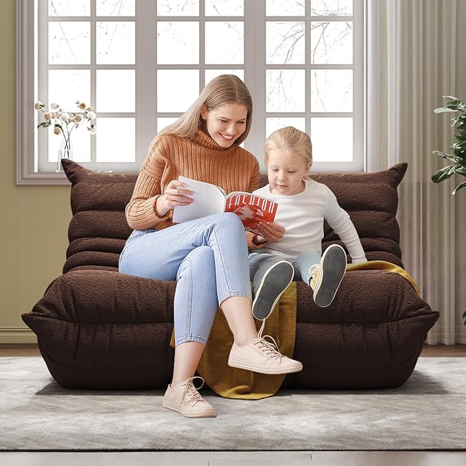 Bean Bag Chairs for Adults, Memory Foam Couch Loveseat Sofa Chair, Soft Teddy - Image 7