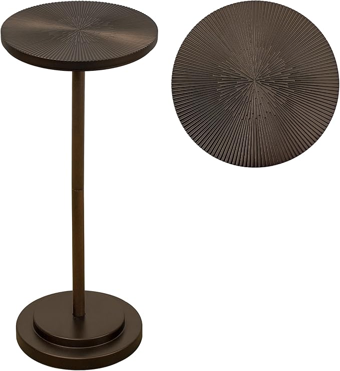 Drink Table, Carved Table Top Martini Table, Small Side Table, Weighted Base - Image 8