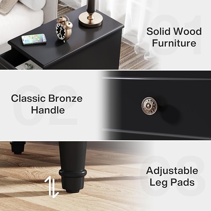 Tribesigns Solid Wood End Table, Fully Assembled Narrow Side Table - Image 8