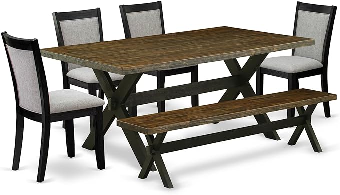East West Furniture X677MZ606-6 6 Piece Dinette Set Contains a Rectangle Dining by EastWestFurniture