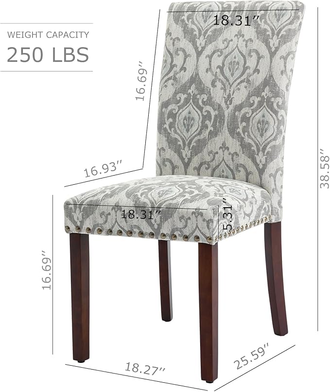 COLAMY Upholstered Parsons Dining Chairs Set of 6, Fabric Dining Room Kitchen - Image 3