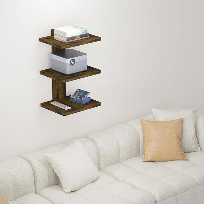 WALI Projector Mount Floating TV Shelf, Holds Up to 22lbs, Wooden Floating Shelf - Image 7