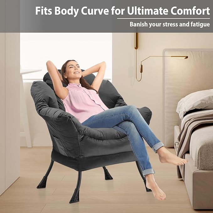 Lazy Chair Thick Padded, Comfy Velvet Accent Lounge Chair - Image 5
