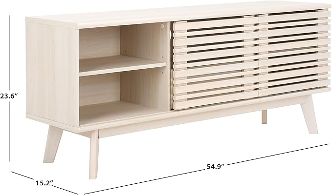 SAFAVIEH ESMA TV Stand for up to 60" Flatscreen – Bleached White, Low Sideboard - Image 2