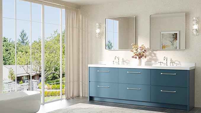 TETOTE Brushed Nickel Bathroom Mirror 30 x 30 Brushed Nickel Metal Framed - Image 8