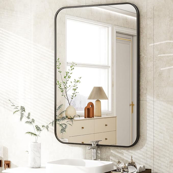 26 x 38 Inch Bathroom Mirror, Rounded Rectangular Vanity Mirror - Image 5
