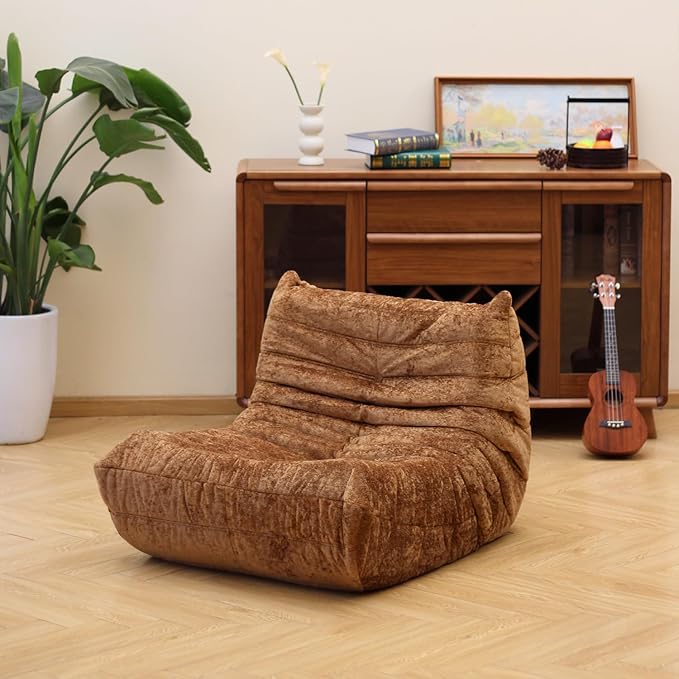 N&V Fireside Chair, Mid Century Armless Floor Sofa, Soft Premium Chenille Floor by NV