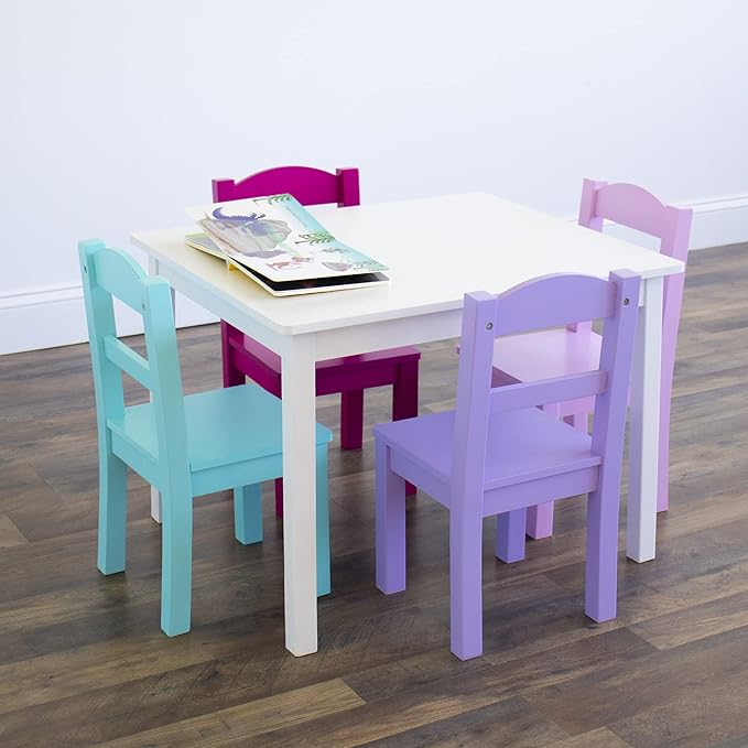 Humble Crew Kids Wooden Table and 4 Chairs Set, and Snack Time - Image 4