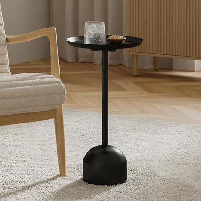 Round Metal Drink Table, Pedestal Drink Desk, Modern Home, and Living Room by Stead