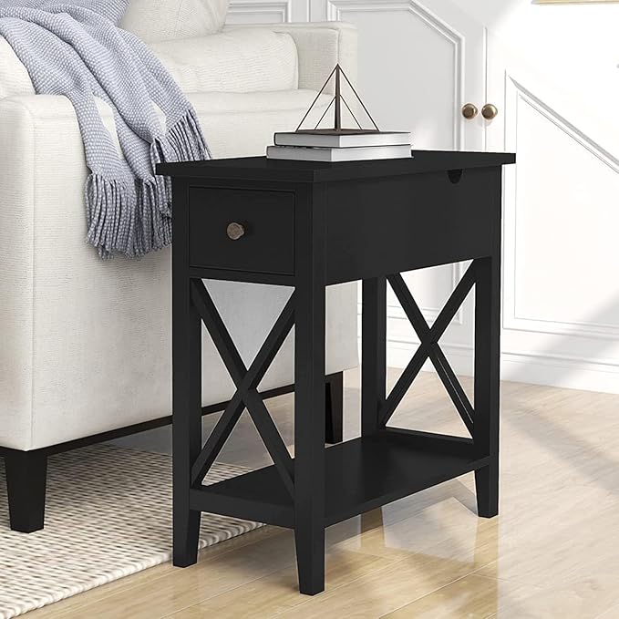 ChooChoo End Table Set of 2, Flip Top Narrow End Table - Image 9