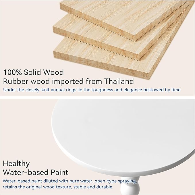 Side Table, Wood Round Drink Table, Small End Table, Weighted Base Pedestal - Image 5