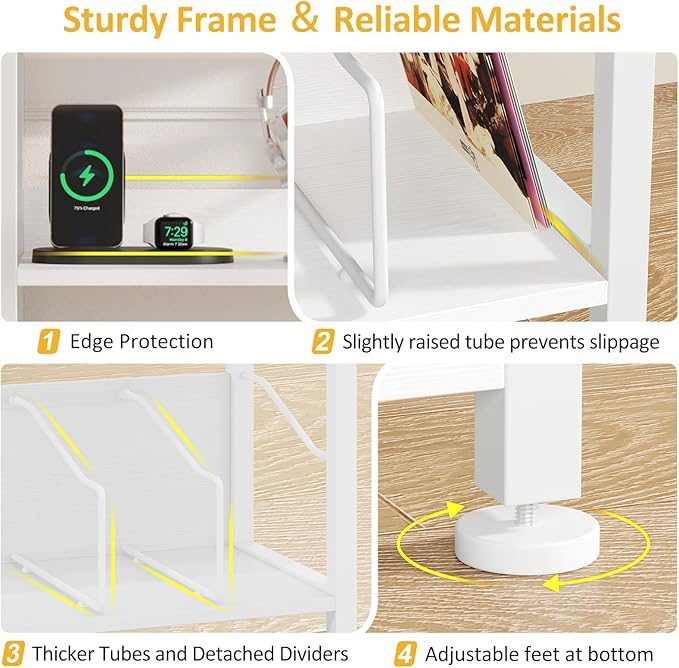 Hosfais 3 Tier Record Player Stand, Retro Vinyl Record Storage End Table - Image 4