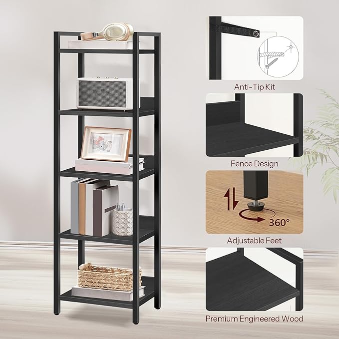 5-Tier Bookshelf, Shelves Organizer - Image 5