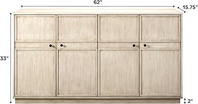 Walker Edison Alden Versatile 4 Door Framed-Storage-Sideboard, 62 Inch - Image 3