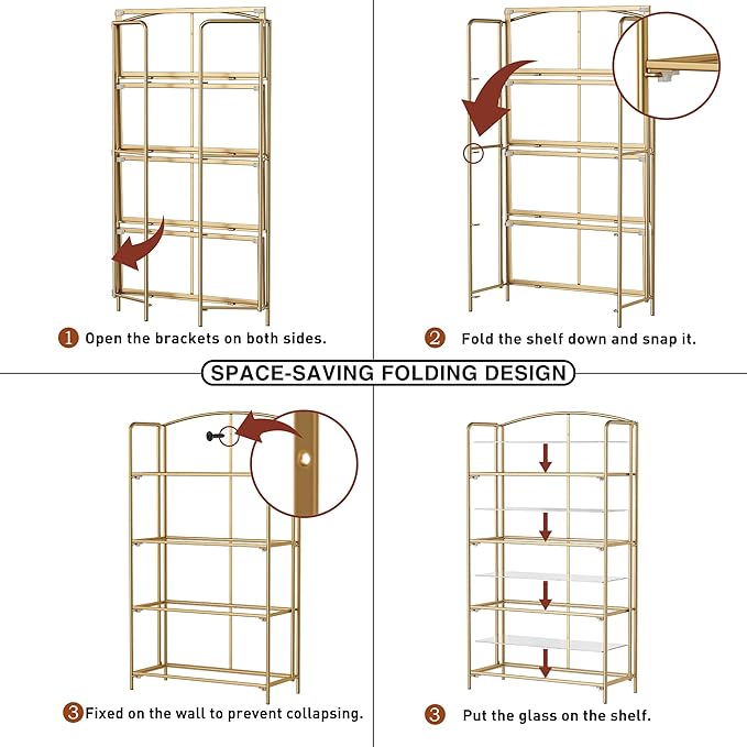 Crofy No Assembly Folding Bookshelf - Image 4