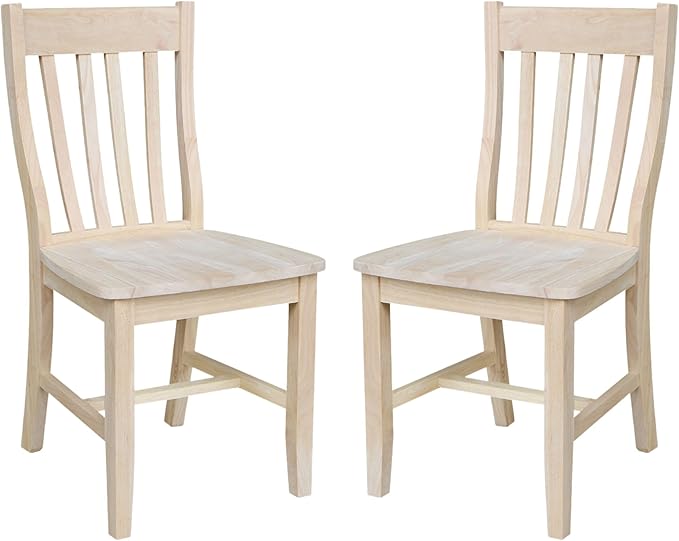 Set of Two Cafe Dining Chairs, Unfinished by InternationalConcepts