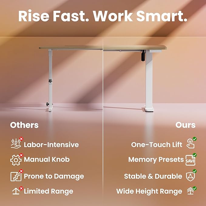 HUANUO 55 x 28 inch Electric Standing Desk Adjustable Height, 4 Memory Height - Image 5