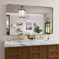 Gold Bathroom Mirror, 60x36 Inch Brushed Gold Metal Frame Mirror by JISOSO